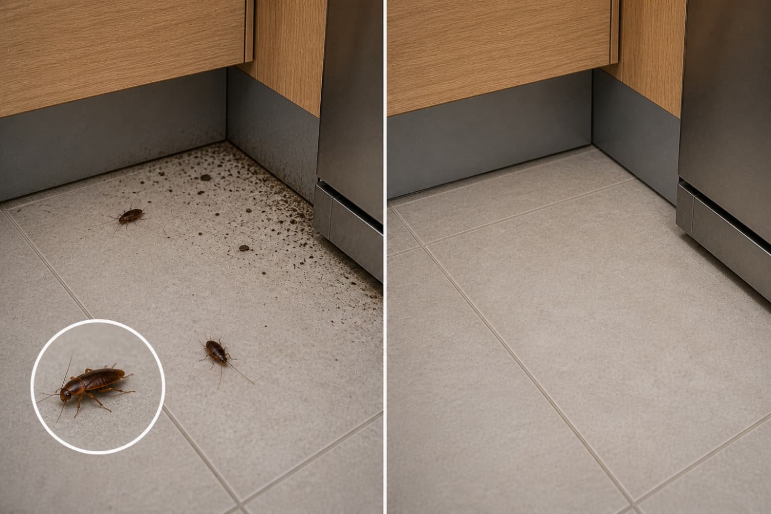 Infestation de cafards et blattes dans une cuisine à Lyon